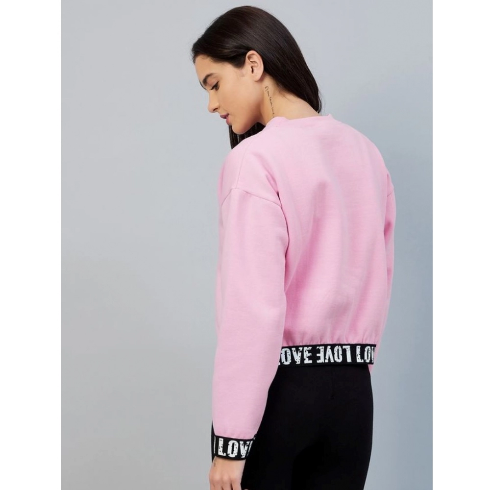 Generic Women's Fleece Solid Long Sleeves Sweatshirt (Pink) - Image 3