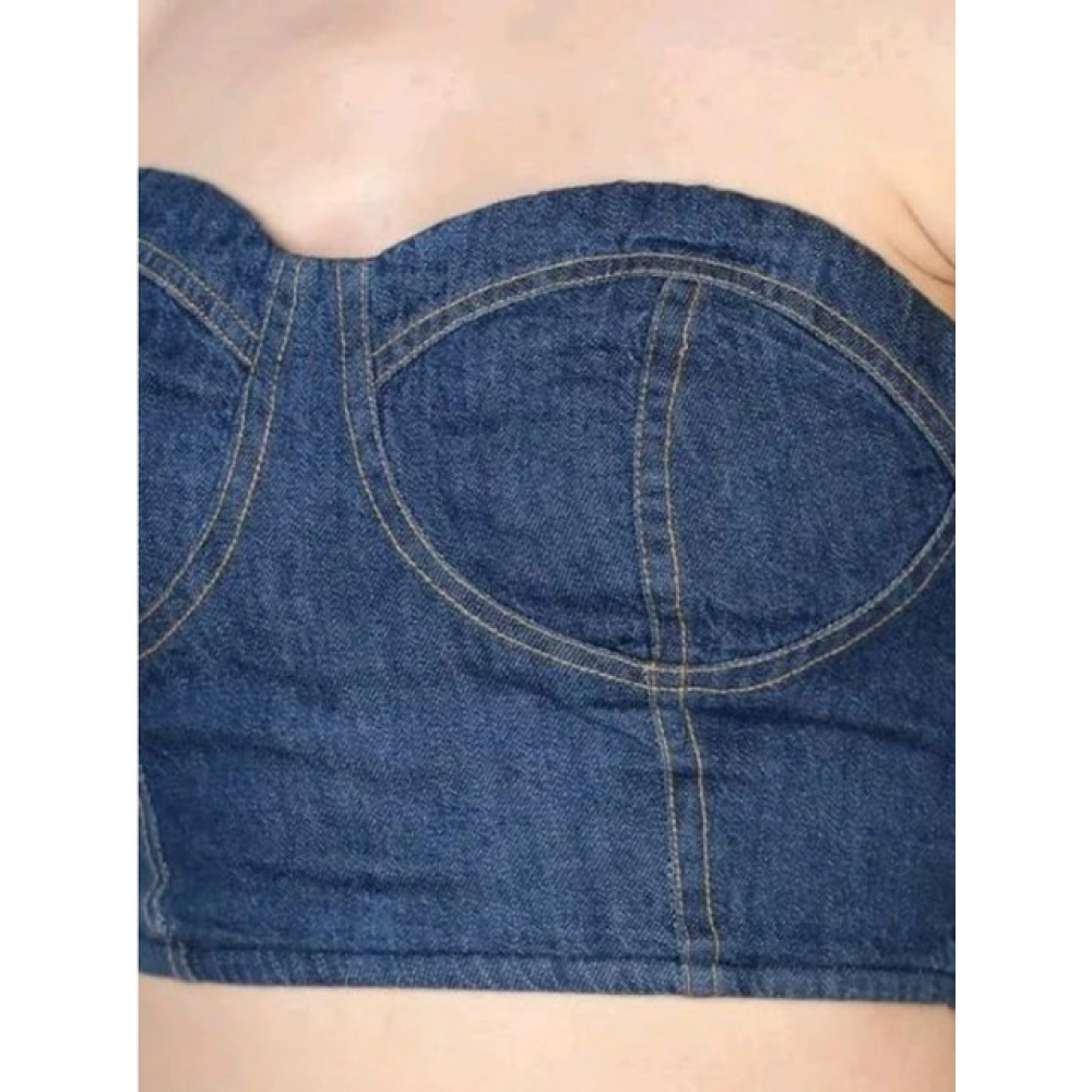Generic Women's Casual Denim Sleeveless Bluster Top (Blue) - Image 3
