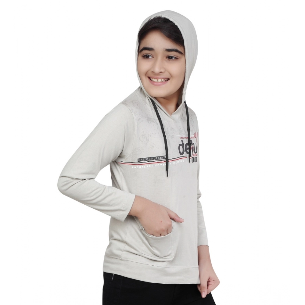 Generic Boy's Cotton Printeded Hooded Neck Hoodies (Grey ) - Image 3