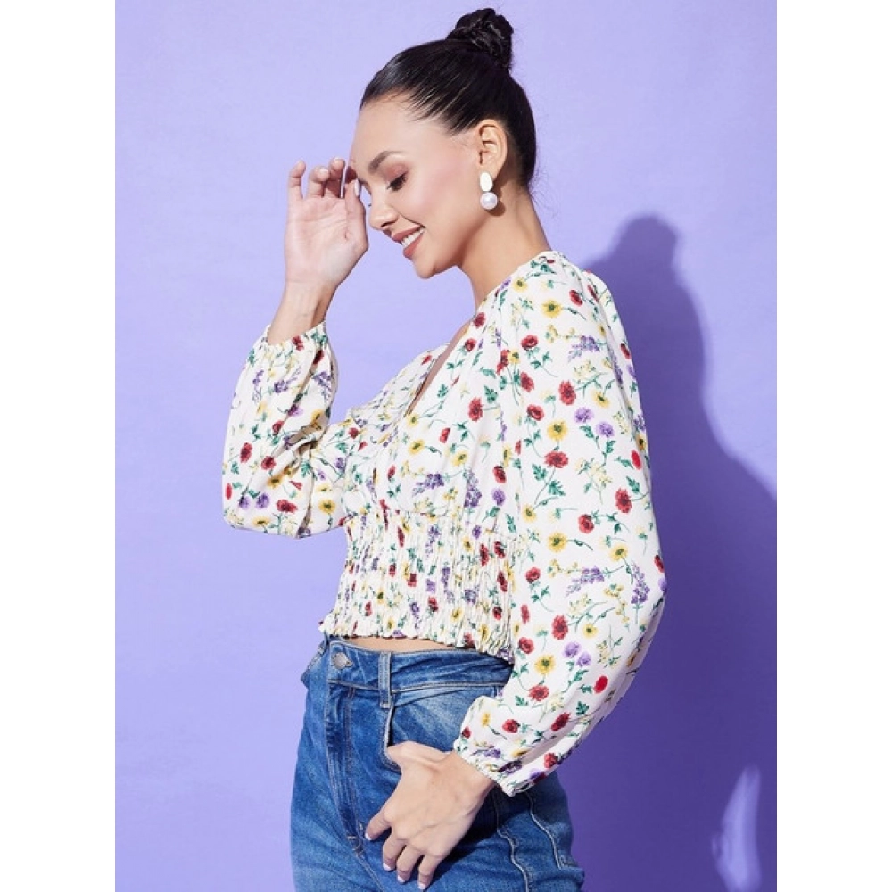 Generic Women's Polyester Floral Long Sleeves Top (Multicolor) - Image 3