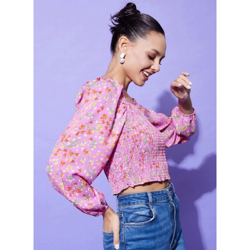 Generic Women's Polyester Floral Long Sleeves Top (Multicolor) - Image 4